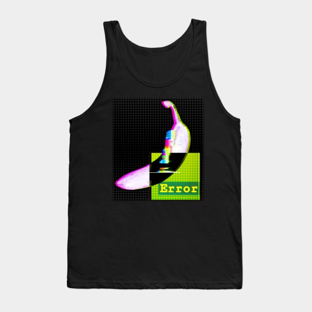 ERROR - FUN holographic BANANA glitch art 404 brain not found v2 Tank Top by originalsusie